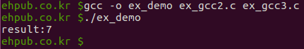 $ gcc -o ex_demo  ex_gcc2.c  ex_gcc3.c