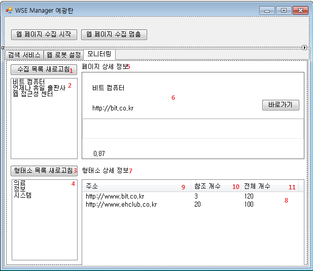 MainForm의 모니터링 탭의 컨트롤 배치